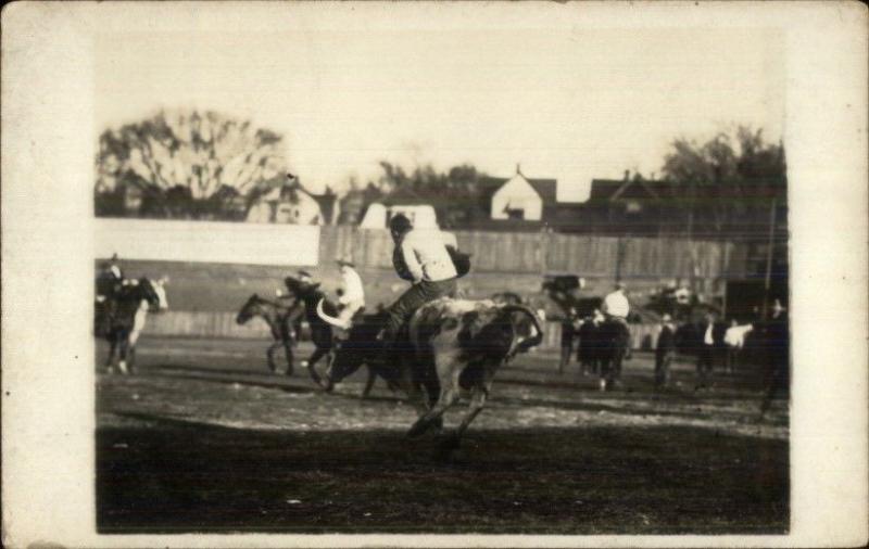 Cowboy Rodeo - Busby Montana Area Written on Back Real Photo Postcard #1