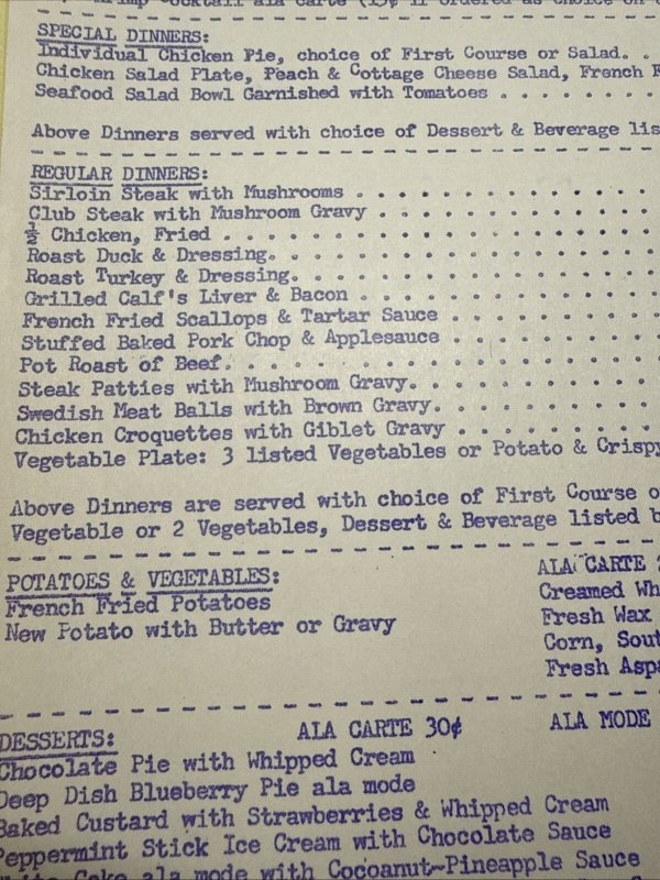 Vintage 50s DEVON GABLES Restaurant Menu BLOOMFIELD HILLS Michigan