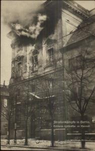 WWI Berlin Germany Burning Fire Artillery Hit Real Photo Postcard EXC COND