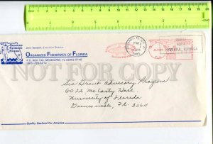 416627 USA to USSR 1985 year Postage meter real posted COVER Fish Fishermen