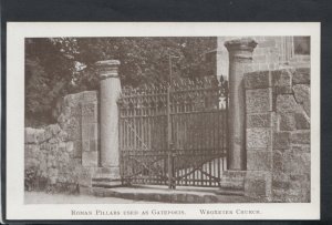 Shropshire Postcard - Roman Pillars Used as Gateposts, Wroxeter Church  RS12772