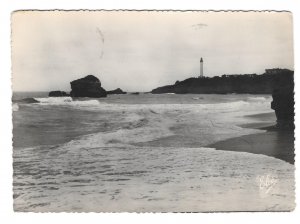 France Biarritz Lighthouse Grande Plage Beach Elce 4X6 Glossy Photo Postcard