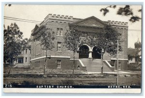 c1910 Baptist Church Wayne Nebraska NE Antique Unposted RPPC Photo Postcard