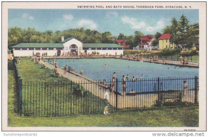 New York Syracuse Swimming Pool and House In Thornden Park 1940 Curteich