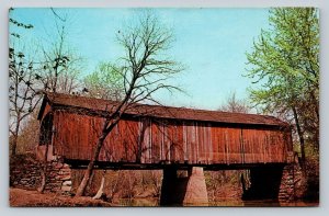 Fort River Covered Bridge in Pioneer Valley MA Vintage Postcard A5