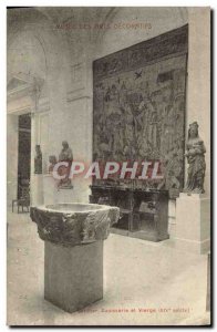 Old Postcard Musee Des Arts Decoratifs Benitier Tapestry and virgin