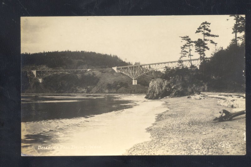 RPPC DECEPTION PASS WASHINGTON RIVER BRIDGE VINTAGE REAL PHOTO POSTCARD