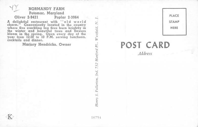 Normandy Farm Potomac, Maryland MD Postcards