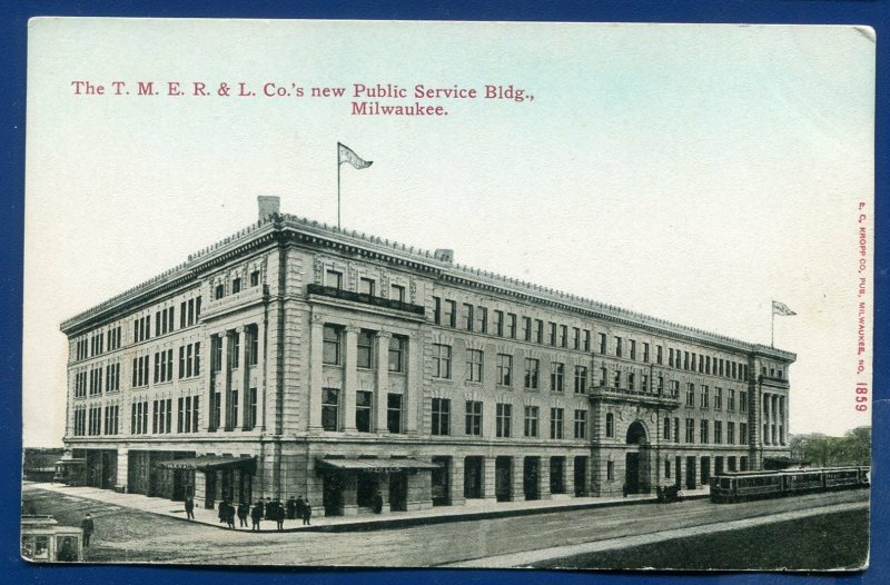 The Milwaukee Electric Railway & Light Public Service Bldg Wisconsin postcard 