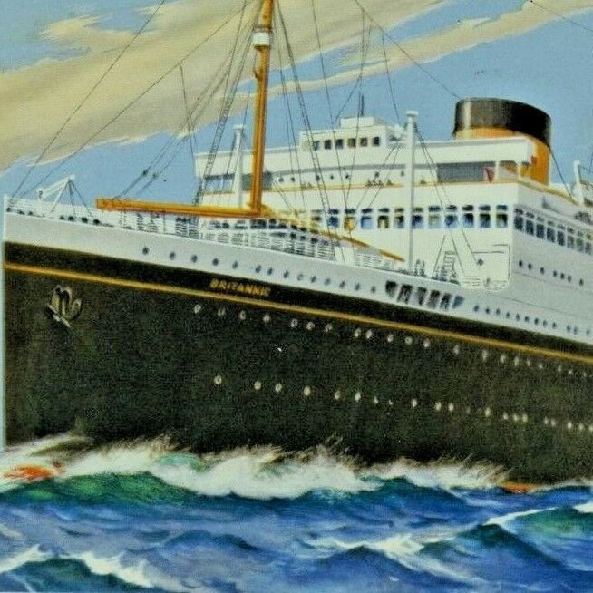 Cunard RMS Britannic vintage postcard NOS unused c1950s