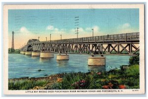 1943 Little Bay Bridge Over Pistaqua River Between Dover-Portsmouth NH Postcard