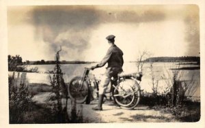 RPPC Man On Motorcycle Antique Real Photo c1910s Vintage Postcard