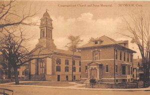 SEYMOUR CONNECTICUT~CONGREGATIONAL CHURCH~SWAN MEMORIAL~GEO SMITH SEPIA POSTCARD