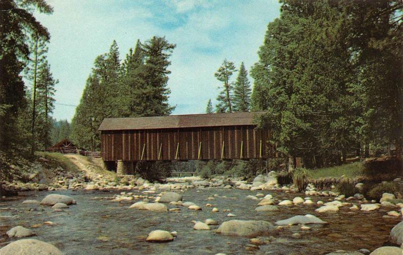 CA, California  COVERED BRIDGE-Merced River at Wawona   Yosemite Park   Postcard