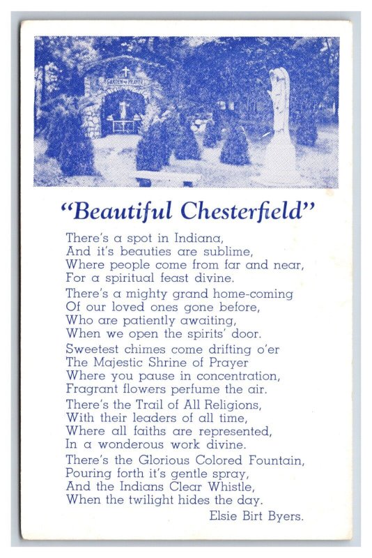 Elsie Birt Byers Poem Beautiful Camp Chesterfield Indiana IN UNP Postcard Y4