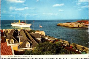 VINTAGE CONTINENTAL SIZE POSTCARD HARBOR ENTRANCE CURACAO NETHERLANDS ANTILLES