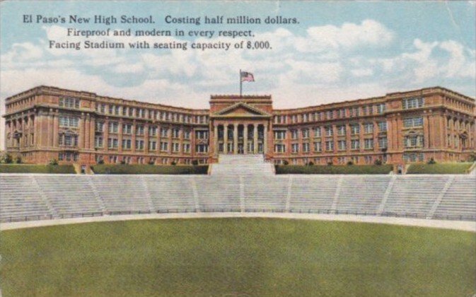 Texas El Paso New High School and Stadium 1922 Curteich