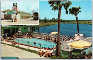 Rtiviera Motel And Restaurant Panama City Beach Florida Swimming Pool Postcard