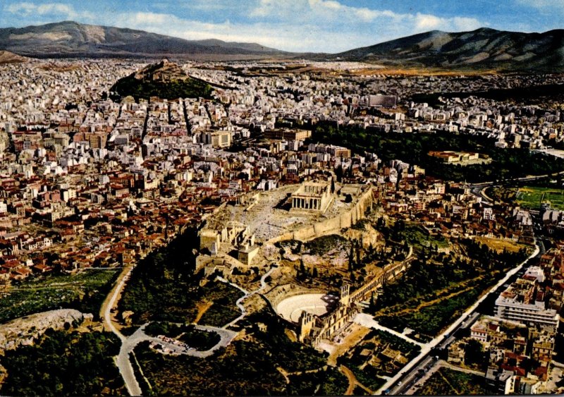 Greece Athens Aerial View Of Center Of Town