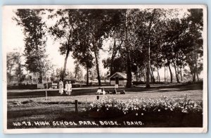 Boise Idaho ID Postcard RPPC Photo No.93 High School Park Childrens Scene 1925