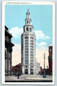 c1920 Buffalo New York NY Vintage Postcard Electric Building View Front Entrance