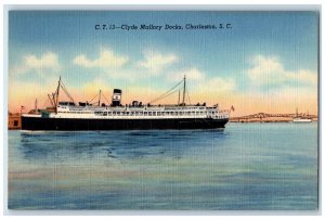 c1950's Clyde Mallory Docks Charleston South Carolina SC Vintage Postcard