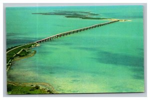 Vintage 1960's Postcard Aerial View Bahia Honda High Bridge Key West Florida