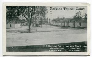 Perkins Tourist Court Motel Dewitt Iowa 1950 postcard