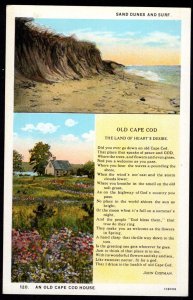 Massachusetts OLD CAPE COD Sand Dunes and Surf Old House Poem by John Chipman WB