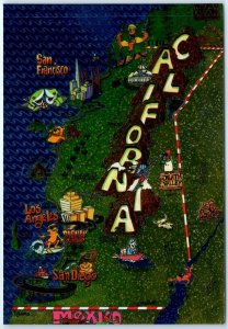 Postcard - Artistic Rendition of the map of California