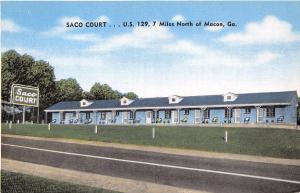 MACON GEORGIA SACO COURT MOTEL US 129 CORBIN M/M ROBERTS OPERATOR POSTCARD 1940s