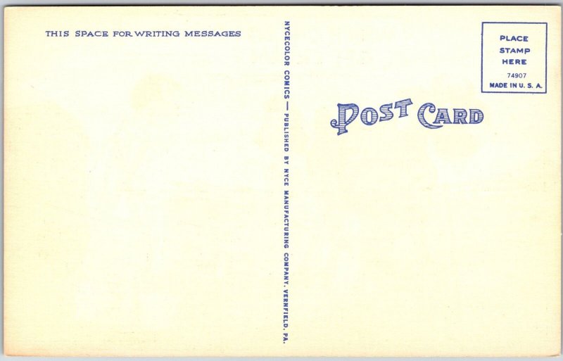 Human Harvesting Cow's Milk Comic Card Postcard