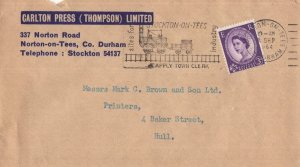 Stockton On Tees Industry Slogan Postmark Envelope