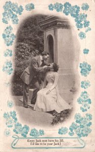 Vintage Postcard 1910's Every Jack Must Have His Jill! Couple Lovers Romance Art