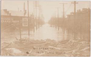 Ohio Postcard 1913 COLUMBUS Flood Disaster RPPC WEST SPRING STREET Homes 