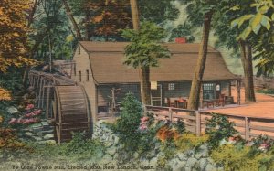 Vintage Postcard 1950's Ye Olde Towne Mill Water Wheel New London CT Connecticut