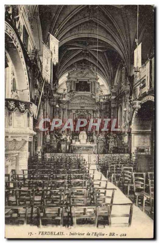 Verdelais Old Postcard Interior of & # 39eglise