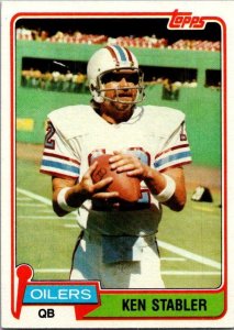 1981 Topps Football Card Ken Stabler Houston Oilers sk10348