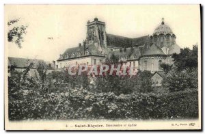 Old Postcard Saint Riquier Seminary and Church