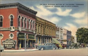 Tullahoma Tennessee TN Taylor's Pharmacy Street Scene Linen Vintage PC