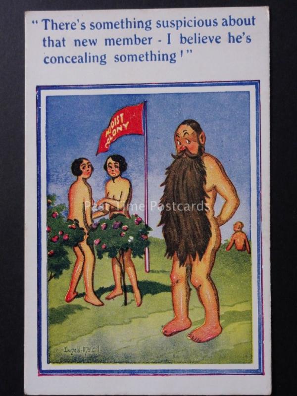 Donald McGill: Nudist with Long Beard THERS SOMETHING SUSPICIOUS No.275