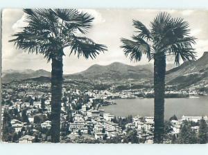 old rppc AERIAL VIEW OF TOWN Lugano - Ticino Switzerland HM2001