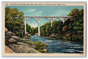 c1940's Cuyahoga River Gorge and High Level Bridge Akron Ohio OH Postcard 
