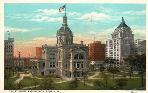 Vintage Postcard Court House & Vicinity Peoria Louisiana City View