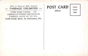 E37/ St Petersburg Florida Fl Postcard c40s Fabric Drapery Store Outlet Yardage