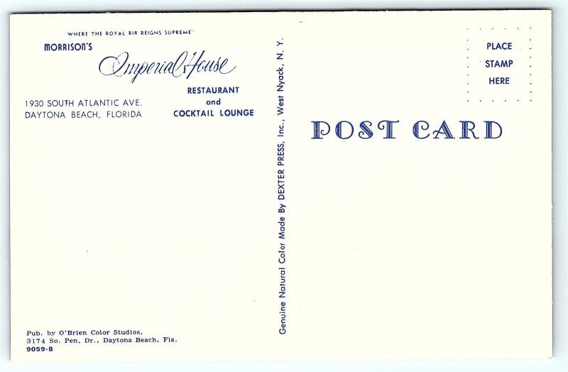Postcard FL Daytona Beach Morrison's Imperial House Restaurant Lounge 1950s E14