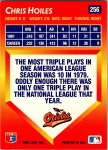 1992 Donruss Tripleplay Baseball Card Chris Hoiles Baltimore Orioles sk6147