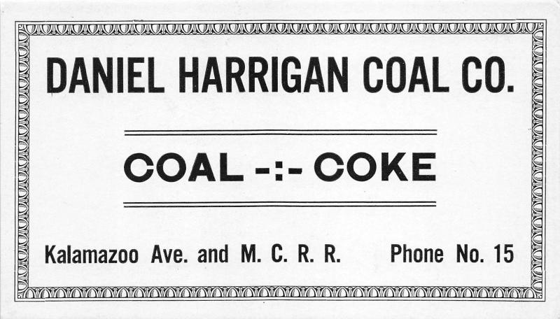 Michigan~Daniel Harrigan Coal Company Coal-Coke~Kalamazoo Ave/MI Central RR