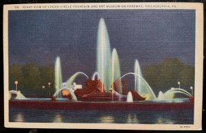 Vintage Postcard 1933 Logan Circle Fountain, Philadelphia, Pennsylvania (PA)