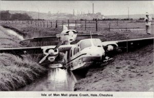 Hale, Cheshire England  ISLE OF MAN MAIL PLANE CRASH~Wreckage  1987 B&W Postcard